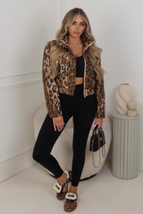 Rhianna leopard print bomber jacket
