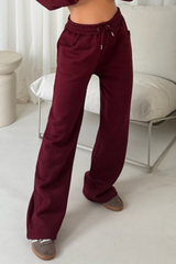 Chelsey Burgundy Straight Leg Jogger Loungewear Cash N Carry