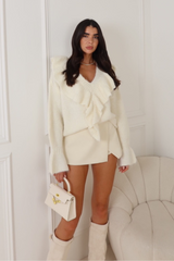AIDA CREAM KNITTTED FRILLED JUMPER