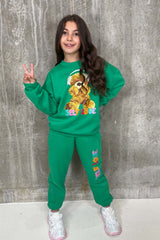 Mini Self Love Teddy Green Sweater Loungewear Set Loungewear