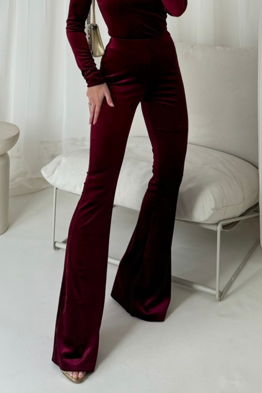 Perrie burgundy velour flared pants