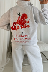 Aperol Spritz marl grey printed 3/4 zip sweater