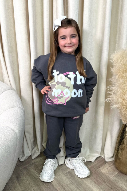 Mini steel grey to the moon printed sweater jogger loungewear