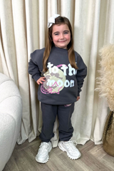 Mini steel grey to the moon printed sweater jogger loungewear