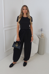 ANNIE BLACK TSHIRT & BALLOON TROUSER RIBBED TWO PIECE SET