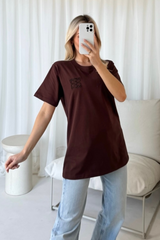 GeGe chocolate embroidered t-shirt