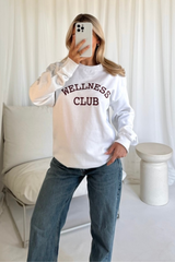 Wellness club white embroidered sweater