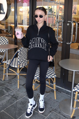 Mini saint black printed 3/4 sweater