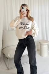 Take me to paris cream knit sweater