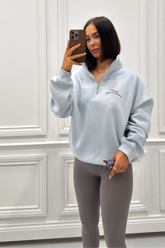 MONACO FRENCH RIVIERA BABY BLUE PRINTED 3/4 ZIP