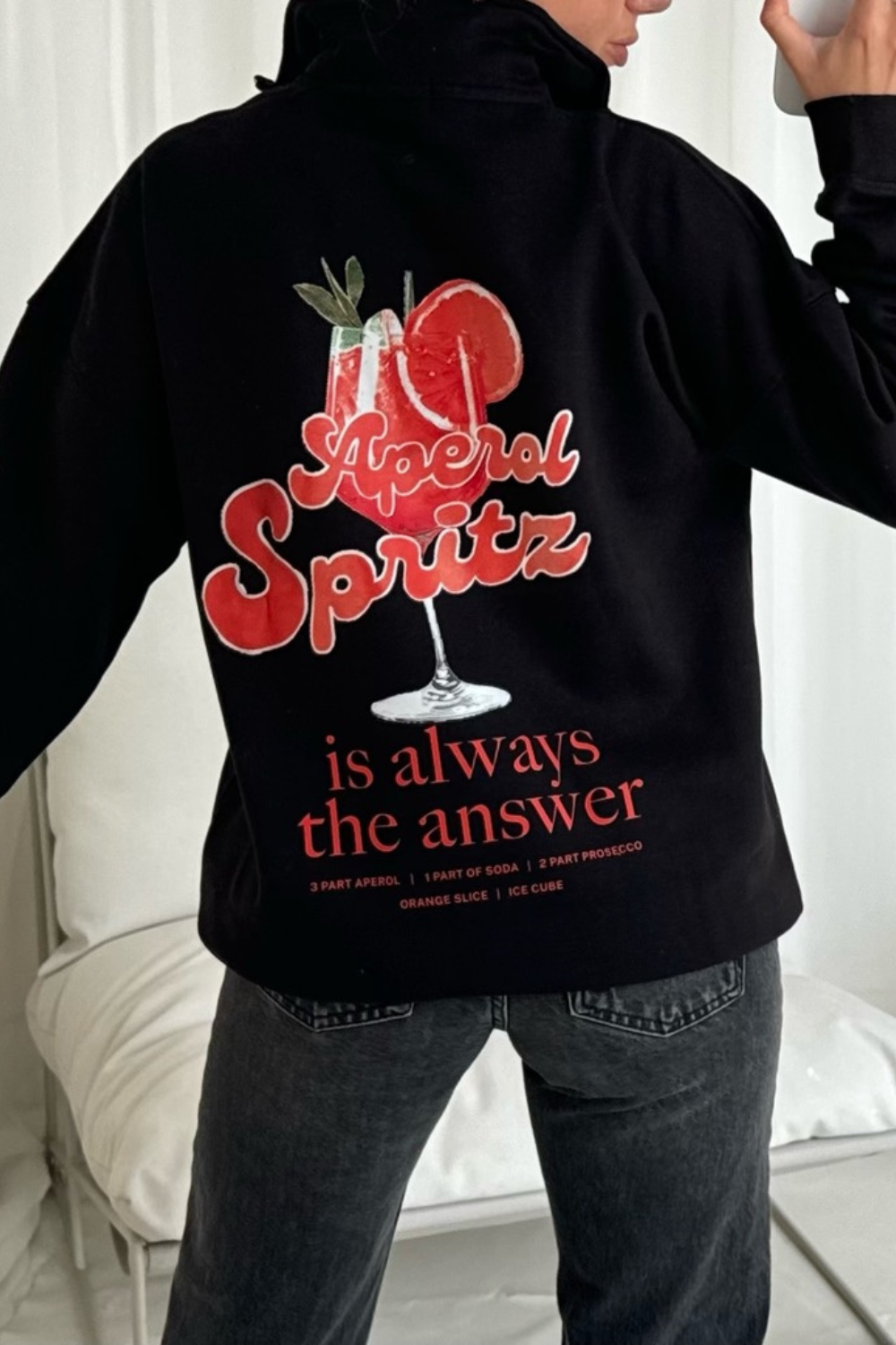 Aperol Spritz black 3/4 zip up printed sweater – Glamify Famous