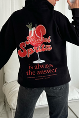 Aperol Spritz black 3/4 zip up printed sweater