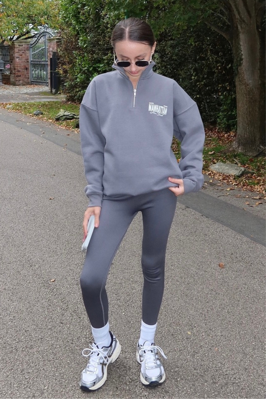 Mini manhattan steel grey printed 3/4 sweater