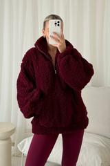 Maisie burgundy 3/4 zip fleece