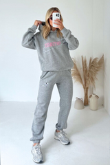 Optimist Melange Grey Printed Hoodie Joggers Premium Loungewear Loungewear