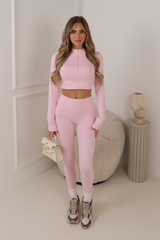 KAYA PINK ZIP CROP ACTIVEWEAR GYM SET