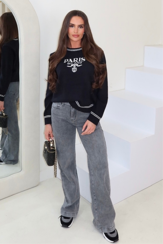 Paris black knit jumper