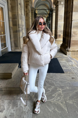 HOLLY CREAM OVERSIZED COLLAR PUFFER JACKET