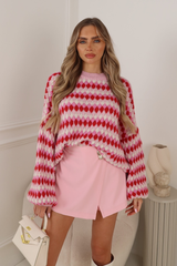 NIA PINK MULTI KNITTED JUMPER
