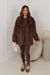FABIANA CHOCOLATE  FAUX FUR PATTERNED JACKET