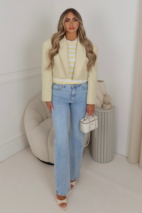 Elliah lemon cropped tailored blazer
