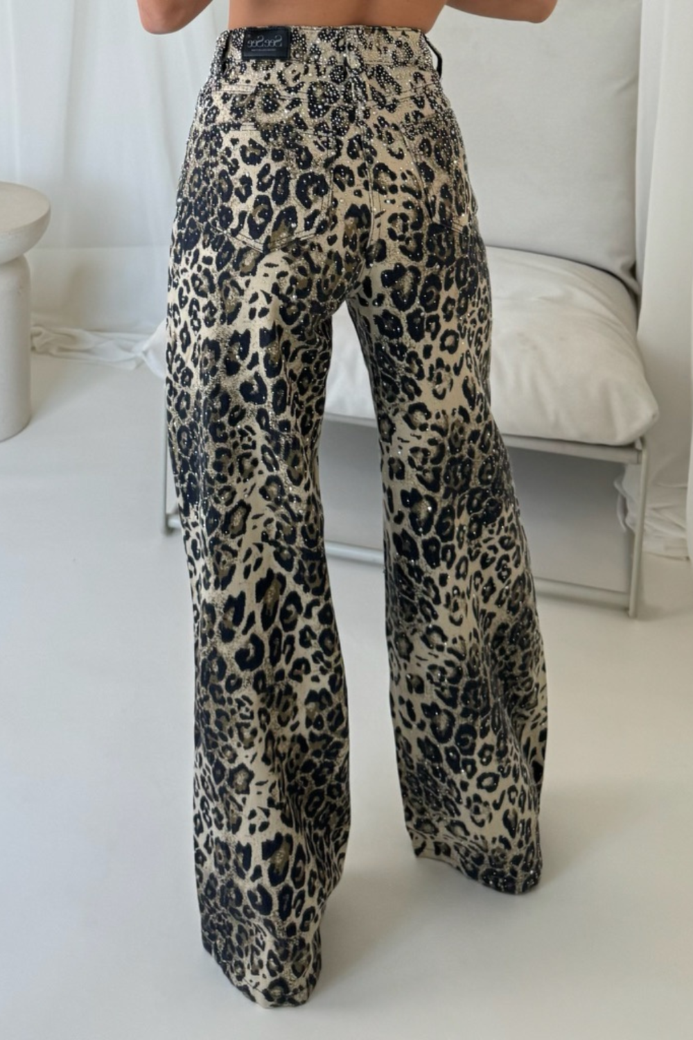Luna leopard diamante jeans – Glamify Famous For Loungewear