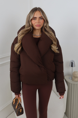 HOLLY CHOCOLATE OVERSIZED COLLAR PUFFER JACKET