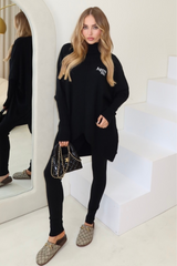 Apres Ski embroidered black knitted loungewear set