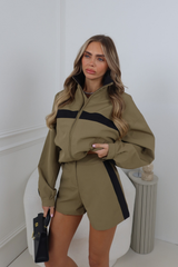GIGI KHAKI AND NAVY TAILORED SHORTS