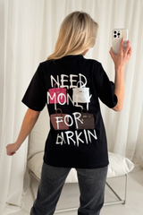 Need money bag black printed t-shirt