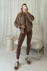 Mel beige cargo bomber jacket