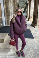 HOLLY BURGUNDY OVERSIZED COLLAR PUFFER JACKET