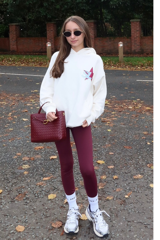 Mini studio leisure star ecru printed hoodie