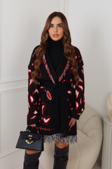 AMORE BLACK PAISLEY FRINGED CARDIGAN