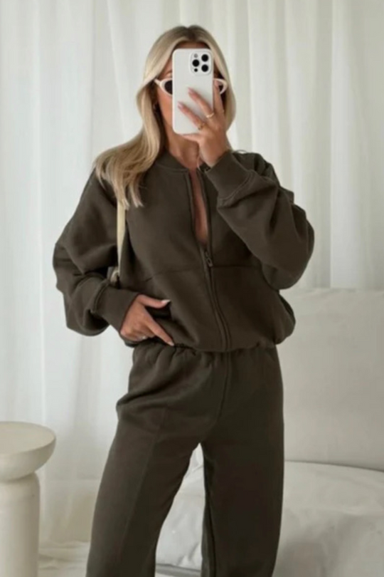 Ava khaki bomber jacket