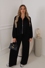 JACQUELINE BLACK DRAPE JACKET TRACKSUIT