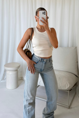 Kelsey white heavyweight ribbed racer back vest top