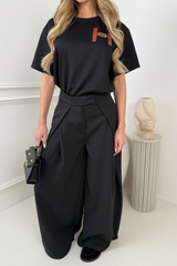 JORDAN BLACK STRAIGHT LEG TROUSERS