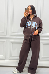 SOHO LONDON PRINTED CHOCOLATE FULL ZIP JACKET