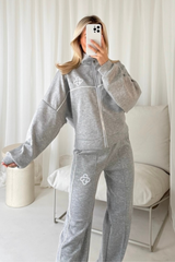 G monogram marl grey embroidered piping zip sweater & trousers