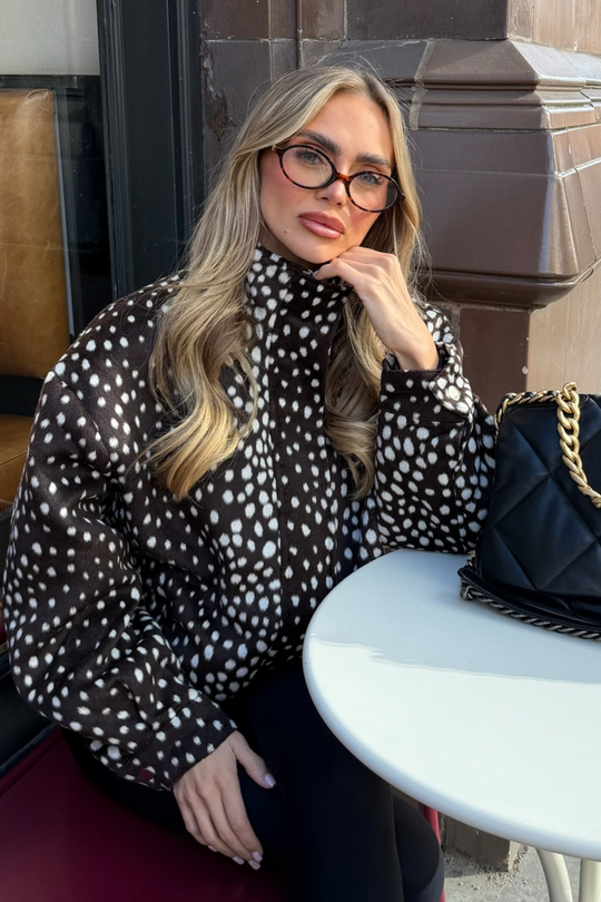 MIRABELLE CHOCOLATE DEER PRINT JACKET