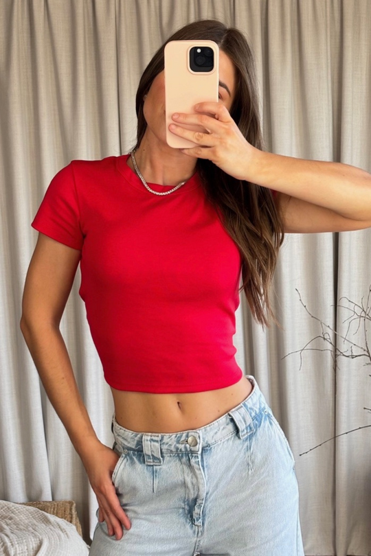 Glamify basics red baby tee