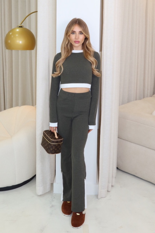 Susie khaki ribbed loungewear