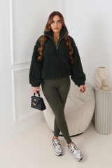 MAISIE KHAKI 3/4 ZIP FLEECE