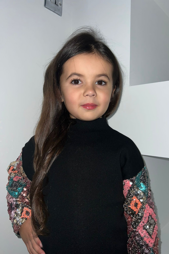 Mini Eleanor black sequin knit sweater