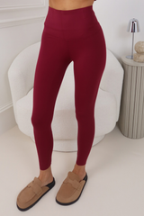ELLIE BURGUNDY BONED RAW HEM BUTTERY ENERGY LEGGINGS