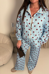 KAIA BLUE POLKA DOT TRACKSUIT TWO PIECE SET