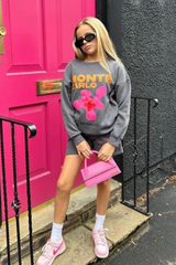 Mini steel grey Monte Carlo printed sweater shorts loungewear