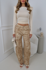 BELLE DEER PRINT BARREL JEANS