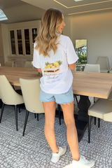 Fresh fruit white & blue heavyweight printed t-shirt - Chloe Lauren Collection